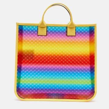 Pre Owned Gucci Multicolor Micro GG Vinyl and Leather Tote
