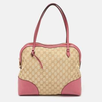 مملوكة مسبقًا Gucci Fuchsia/Beige GG Canvas and Leather Bree Bag