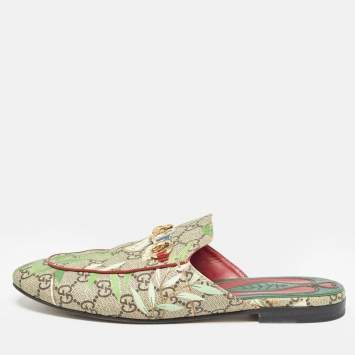 Pre Owned Gucci Brown/Beige GG Supreme Canvas Prince town Mules Size 39