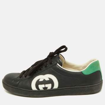 Pre Owned Gucci Tri Color Leather Low Top Sneakers Size 41.5