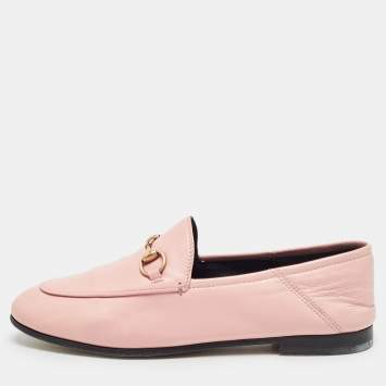 Pre Owned Gucci Pink Leather Jordaan Loafers Size 37