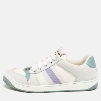 Pre Owned Gucci Multicolor Canvas and Nubuck Screener Lace Up Sneakers Size 37