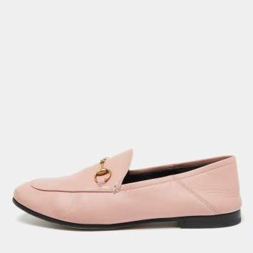 Pre Owned Gucci Pink Leather Jordaan Loafers Size 36
