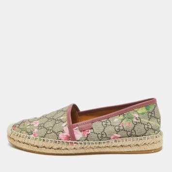 Pre Owned Gucci Multicolor Canvas Espadrille Flats Size 38