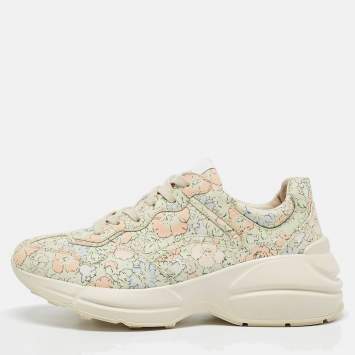 Pre Owned Gucci Multicolor Leather Rhyton Lace Up Sneakers Size 38