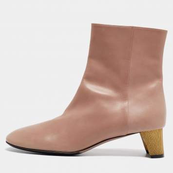 Pre Owned Gucci Beige Leather Ankle Length Boots Size 39