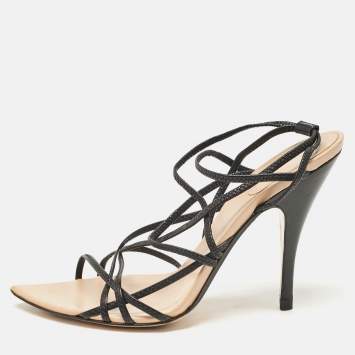 Gucci Black Leather Ankle Strap Sandals Size 38