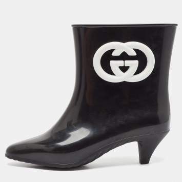 Gucci Black Rubber Ankle Length Boots Size 38
