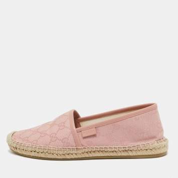 Pre Owned Gucci Pink GG Canvas Espadrille Flats Size 37