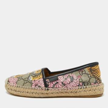 Pre Owned Gucci Multicolor Bengal Tiger Print GG Supreme Canvas Pilar Espadrille Flats Size 36
