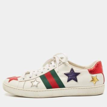 Gucci White Leather Star Ace Sneakers Size 37