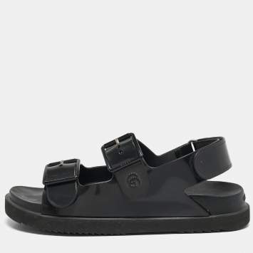 Pre Owned Gucci Black Rubber Isla Mule Sandals Size 38