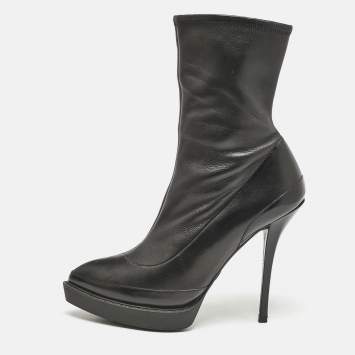 Gucci Black Leather Zipped Ankle Length Boots Size 36.5