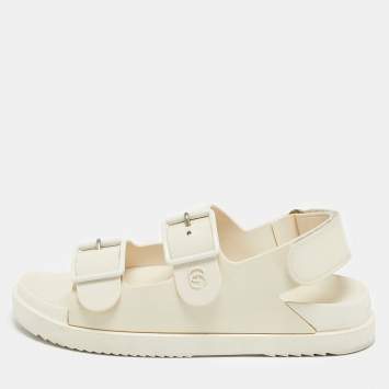 Pre Owned Gucci Cream Rubber Isla Dad Slingback Sandals Size 38