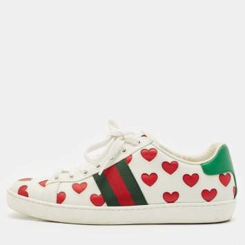 Gucci Multicolor Leather  Ace Hearts Low Top Sneakers Size 37