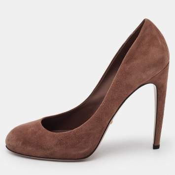 Gucci Brown Suede Goldie Platform Pumps Size 40