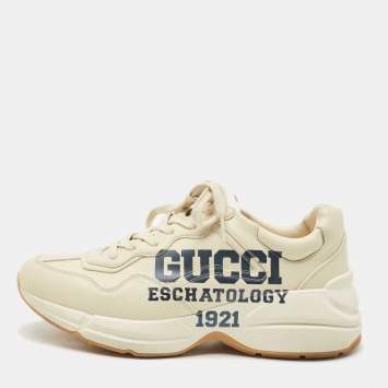 Gucci White Leather  Rhyton Low Top Sneakers Size 40
