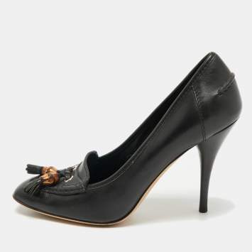 Gucci Black Leather Bamboo Fringe Pumps Size 39