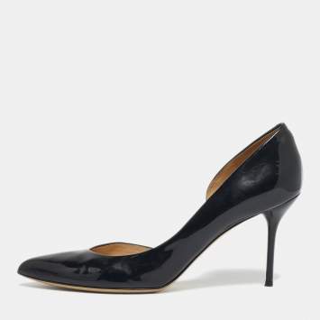 Pre Owned Gucci Black Patent Leather Kristen D'orsay Pumps Size 42