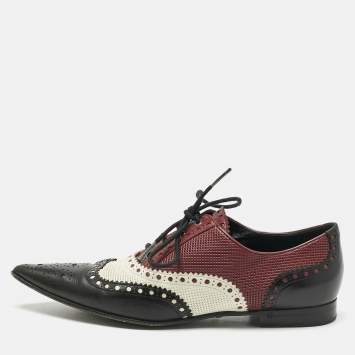 Pre Owned Gucci Burgundy Leather Lace Up  Brogues Size 36