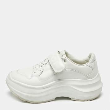 Pre Owned Gucci White Leather Velcro Low Top Sneakers Size 38