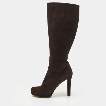 Pre Owned Gucci Anouk Size 40 Brown Suede Knee Length Boots