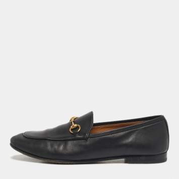 Pre Owned Gucci Jordaan Size 39 Black Leather Loafers