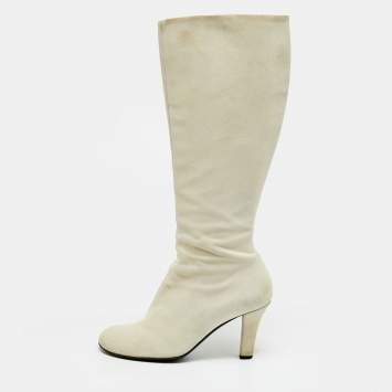 Pre Owned Gucci Size 39 Grey Suede Knee Length Boots