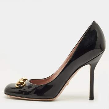 مملوكة مسبقًا Gucci Jolene Size 36.5 Black Patent Leather Pumps