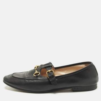 Pre Owned Gucci Horsebit Size 41.5 Black Cut Out Leather Loafers