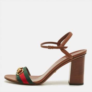 مملوكة مسبقًا Gucci Horsebit Size 40 Brown Leather Ankle Strap Sandals