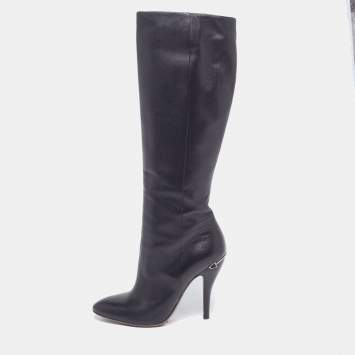 مملوكة مسبقًا Gucci Adina Size 38.5 Black Leather Knee Length Boots