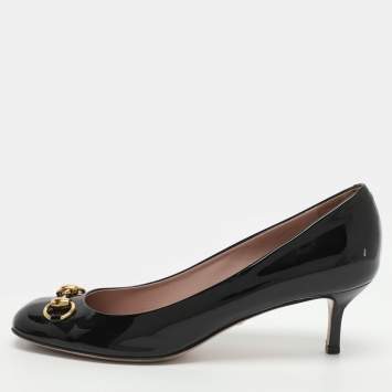 مملوكة مسبقًا Gucci Horsebit Size 40 Black Patent Leather Square Toe Pumps