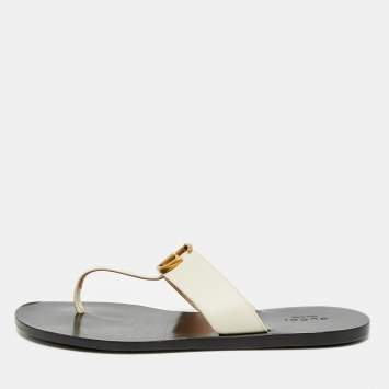 مملوكة مسبقًا صندل غوتشي جي جي مارمونت جلد بلون الكريم مقاس 38.5