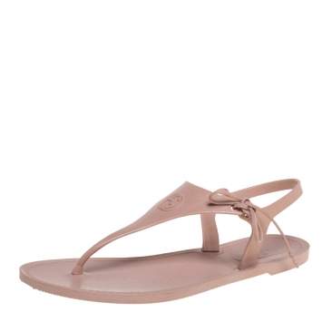 Pre Owned Gucci Beige Katina Bio-Plastic Rubber Thong Sandals Size 35