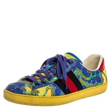 مملوكة مسبقًا Gucci Multicolor Canvas Printed Ace Sneakers Size 37