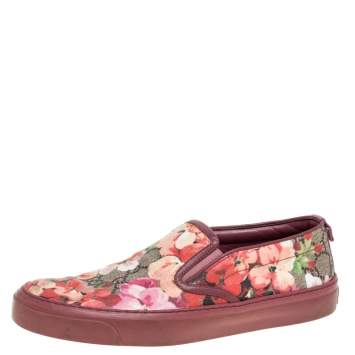 Pre Owned Gucci Multicolor GG Supreme Blooms Printed Canvas Slip On Sneakers Size 37