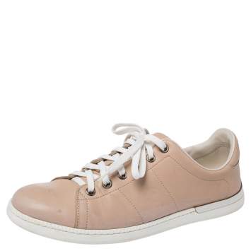 Pre Owned Gucci Beige Low Top Lace Sneakers Size 37.5