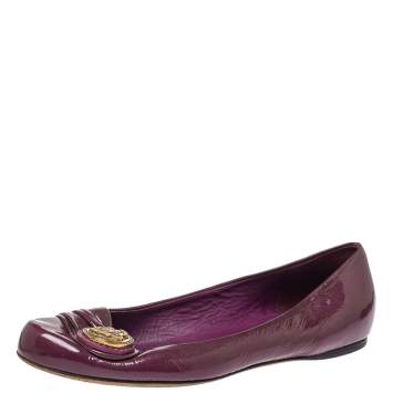 Pre Owned Gucci Purple Patent Leather Ballet Flats Size 35.5