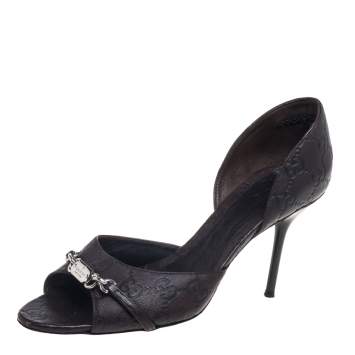 Pre Owned Gucci Brown Guccissima Leather Horsebit D'orsay Peep Toe Pumps Size 38
