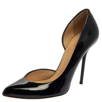 Pre Owned Gucci Black Patent Leather Noah Pointed Toe D'Orsay Pumps Size 37
