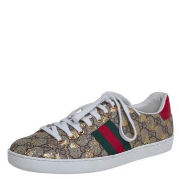 Pre Owned Gucci Multicolor GG Supreme Canvas Ace Bee Sneakers Size 40