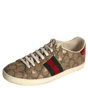 مملوكة مسبقًا Gucci GG Supreme Canvas Bees Ace Sneakers Size EU 37.5
