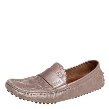 Pre Owned Gucci Blush Pink Guccissima Leather Slip On Loafers Size 40
