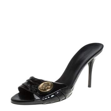 Pre Owned Gucci Black Patent Leather Hysteria Slide Sandals Size 39