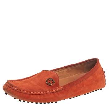 Pre Owned Gucci Tan Suede Slip On Loafers Size 36.5