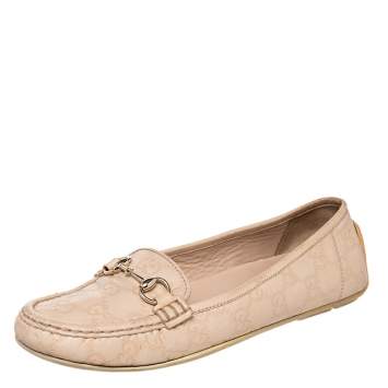 Pre Owned Gucci Beige Guccissima Leather Horsebit Slip On Loafer Size 38