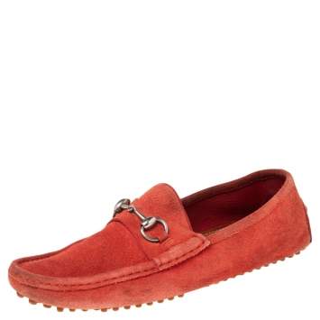 Gucci Red Suede Horsebit Loafers Size 42
