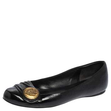 Pre Owned Gucci Black Patent Leather Hysteria Ballet Flats Size 36