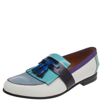 Pre Owned Gucci Multicolor Leather Fringes Tassels Slip On Loafers size 41